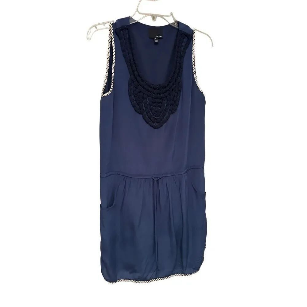 Greylin navy silk shift dress- size M